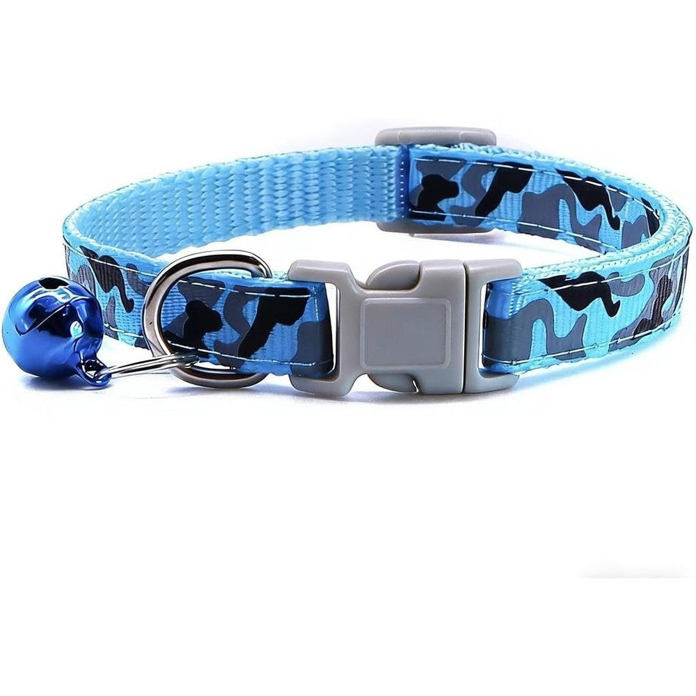 Generic Camo Pet Collar With Soft Adjustable Strap Lightweight Bell Accessory And Comfortable Daily Fit For Dogs And Cats Blue Small Number 1