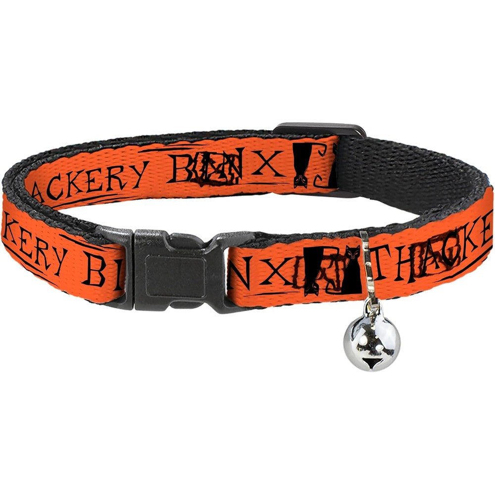 Buckle-Down Disney Breakaway Cat Collar With Bell Hocus Pocus Thackery Binx Cat Silhouette Orange Black Eight Point Five To Twelve Inches