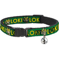 Buckle-Down Marvel Comics Breakaway Cat Collar With Bell Kawaii Loki Standing Pose Adjustable Polyester Pet Collar Eight Point Five To Twelve Inches