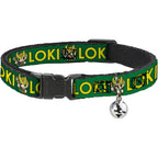 Buckle-Down Marvel Comics Breakaway Cat Collar With Bell Kawaii Loki Standing Pose Adjustable Polyester Pet Collar Eight Point Five To Twelve Inches