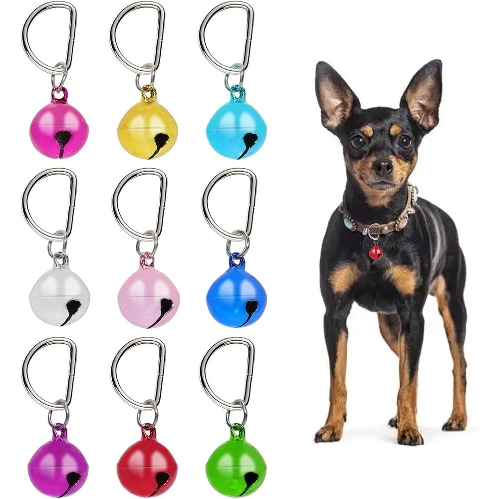 Aphrordity 9 Count Dog And Cat Collar Bells Shiny Anti Lost Tracker Charm With D Ring Clasp