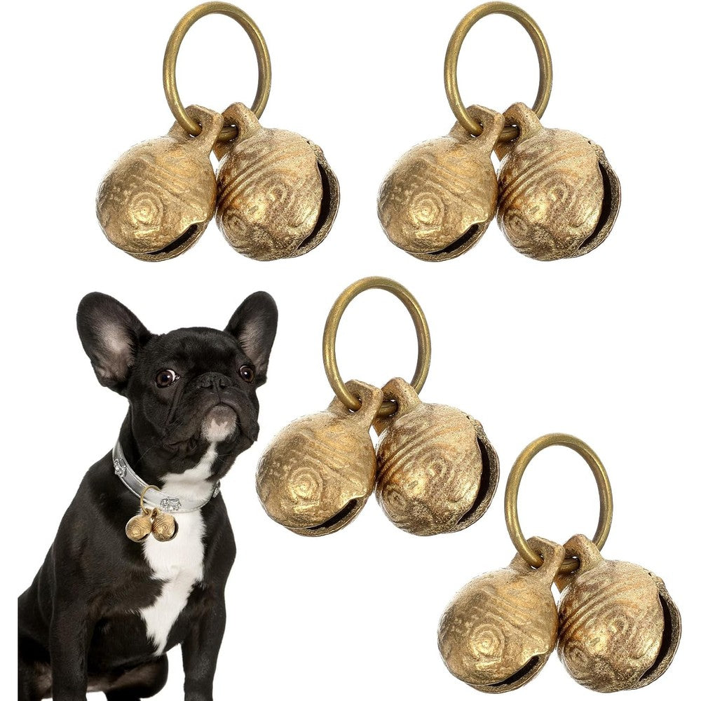 ValueBargain Extra Loud Brass Pet Safety Collar Bells Vintage Tiger Head Tracking Jingle Bells For Cats And Dogs 1.5 Inch 4 Pieces Pack