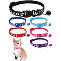 Dapperly India Reflective Nylon Cat Collar With Bell Breakaway Safety Buckle For Kittens And Adult Cats Mixed Colors Six Pack