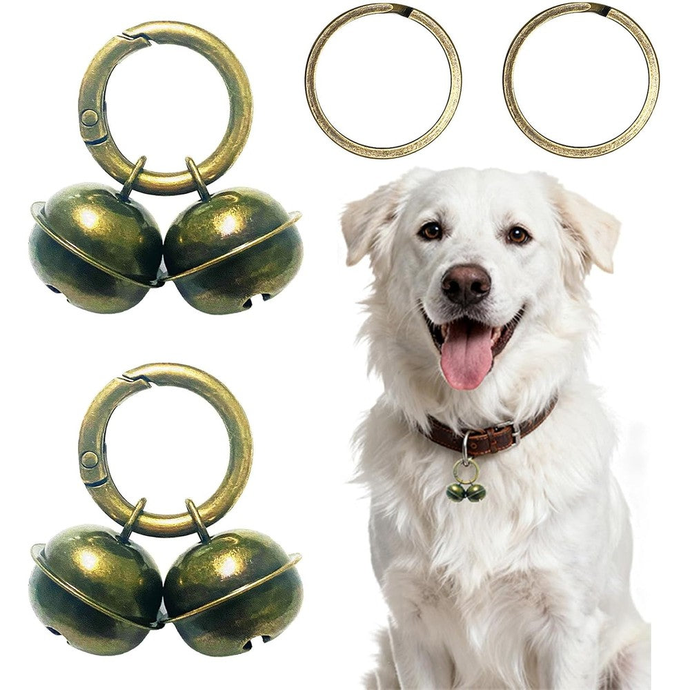 YINXINSHE Peace Of Mind Dog Bells For Collar With Quick Clip Extra Loud Copper Pet Tracking Bells For Dogs And Cats Two Pack