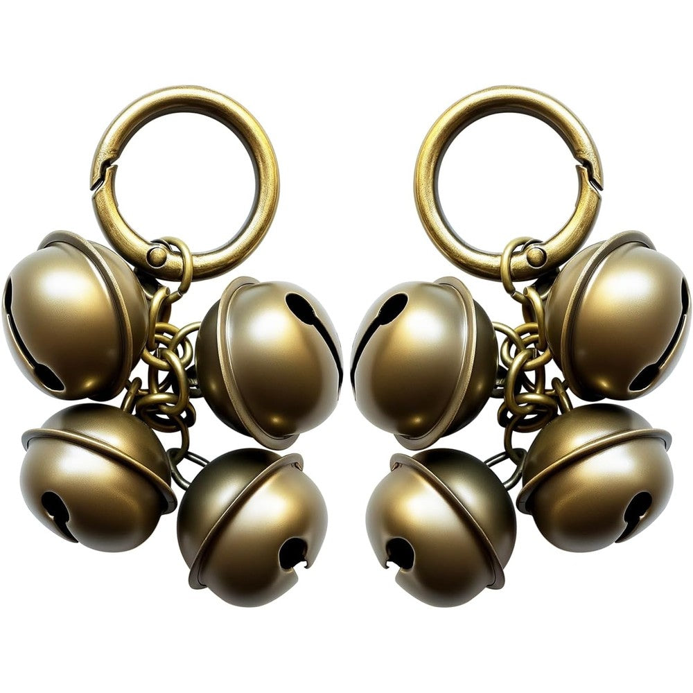 AYECEHI Dog Collar Bell for Pet Tracking Vintage Brass Cat Collar Bells Loud Pet Anti Lost Bells with Split Key Rings Eight Pieces