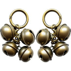 AYECEHI Dog Collar Bell for Pet Tracking Vintage Brass Cat Collar Bells Loud Pet Anti Lost Bells with Split Key Rings Eight Pieces