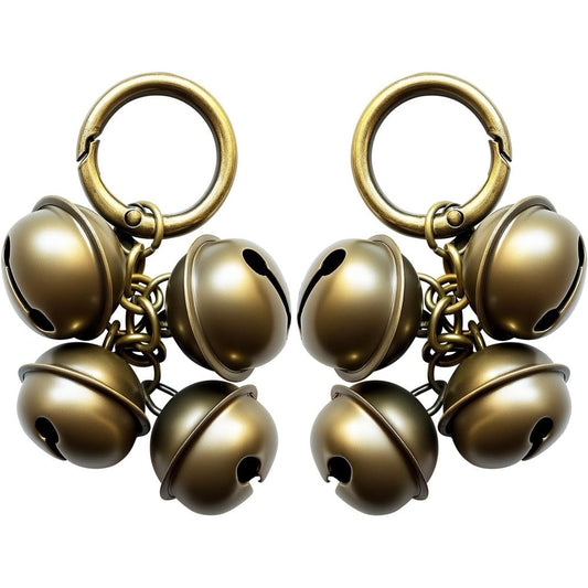 AYECEHI Dog Collar Bell for Pet Tracking Vintage Brass Cat Collar Bells Loud Pet Anti Lost Bells with Split Key Rings Eight Pieces