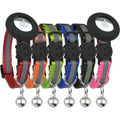 Bemix Pets Reflective Cat Collar With AirTag Holders Set Of 6 With Bells Adjustable Nylon Safety Pet Collars Mixed Colors