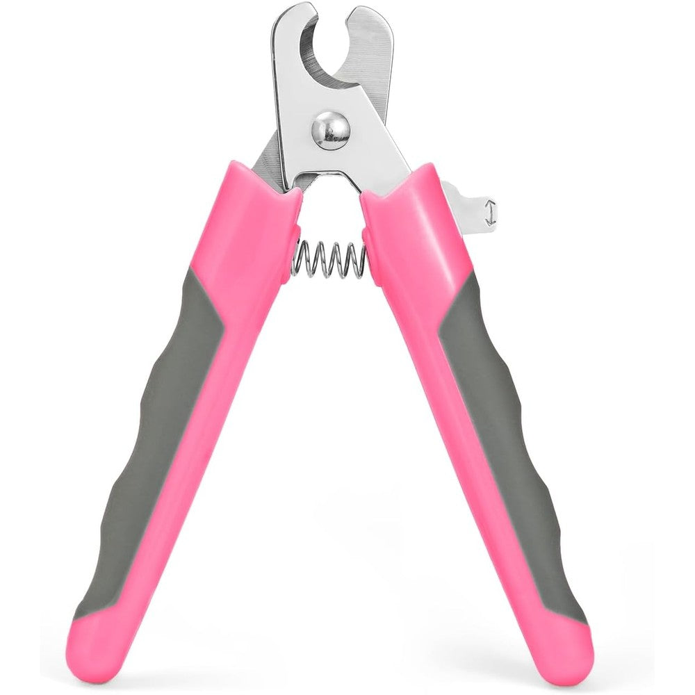 WePet Pet Nail Clippers U07.3 front view showing the grey and pink ergonomic handle