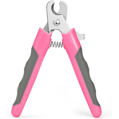 WePet Pet Nail Clippers U07.3 front view showing the grey and pink ergonomic handle