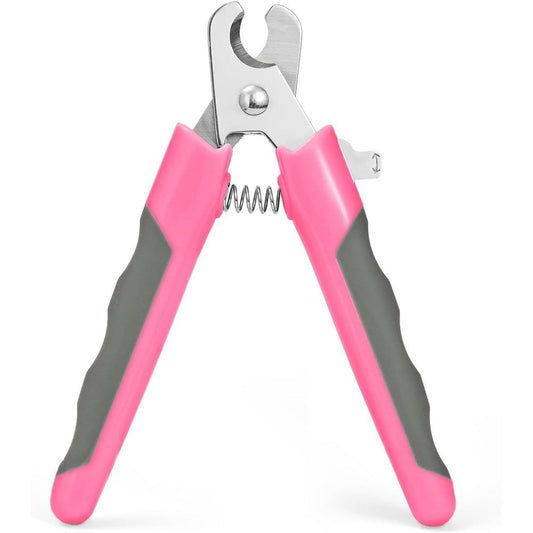 WePet Pet Nail Clippers U07.3 front view showing the grey and pink ergonomic handle