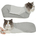 Pawfun cat grooming wrap for cutting nails front view showcasing grey fabric
