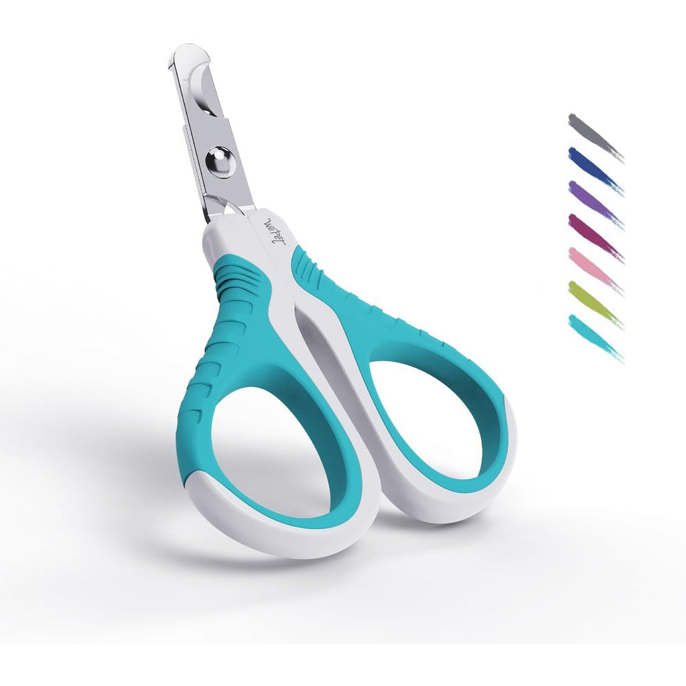 WePet Pet Nail Clippers U07.1 front view showing white and pine green ergonomic handle