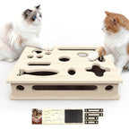 JHMFDDSB cat scratch puzzle enrichment box front view showcasing premium solid wood frame