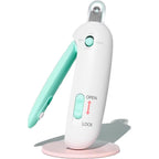 Paioxerty cat nail clipper front view showing green adjustable sizing wheel.