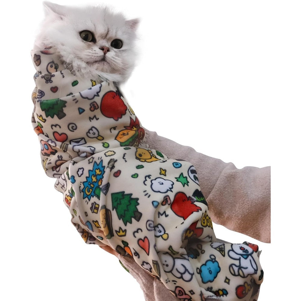 CKNCY cat grooming wrap front view showing secure swaddle design for safe pet restraint
