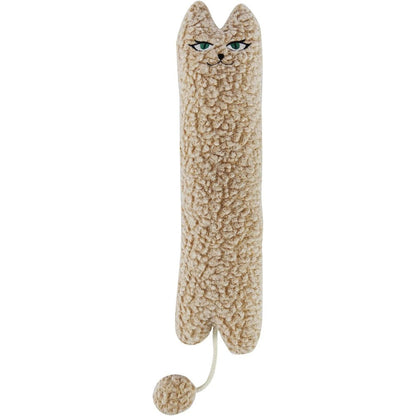 Ttcat curly plush cat kicker pillow beige front view