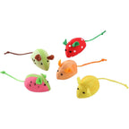 Haourlife catnip fruit mouse toy front view five piece set