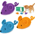 Retro Shaw catnip toys crochet mice three count pack front view interactive pet toys
