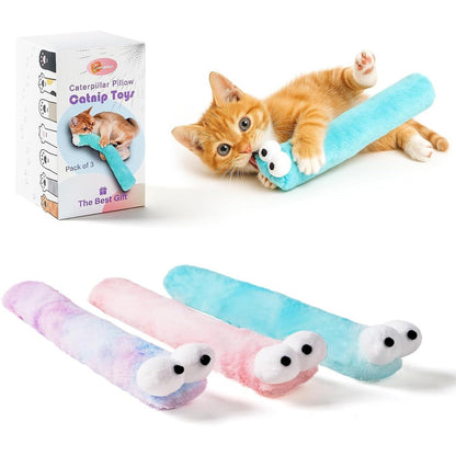 Gochanmon 3 Pack Caterpillar Catnip Kicker Toys Front View