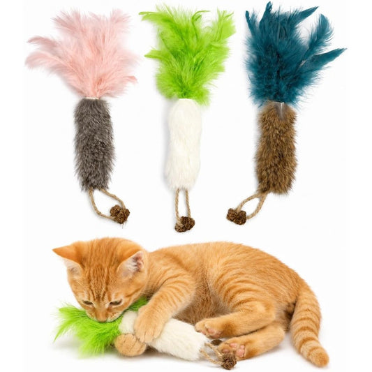 Zaylumo 3 pack rabbit fur carrot cat toys front view