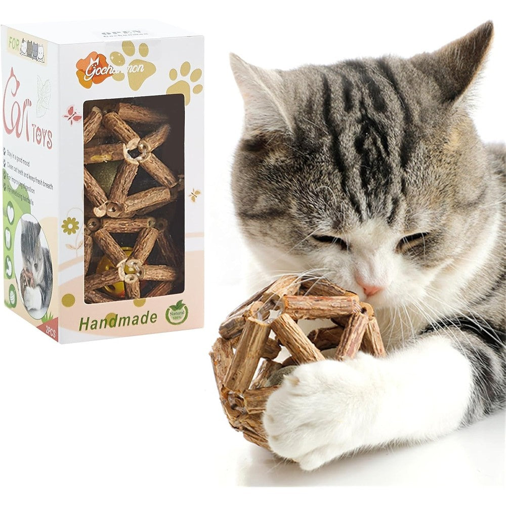 Gochanmon natural silvervine and catnip ball set front view