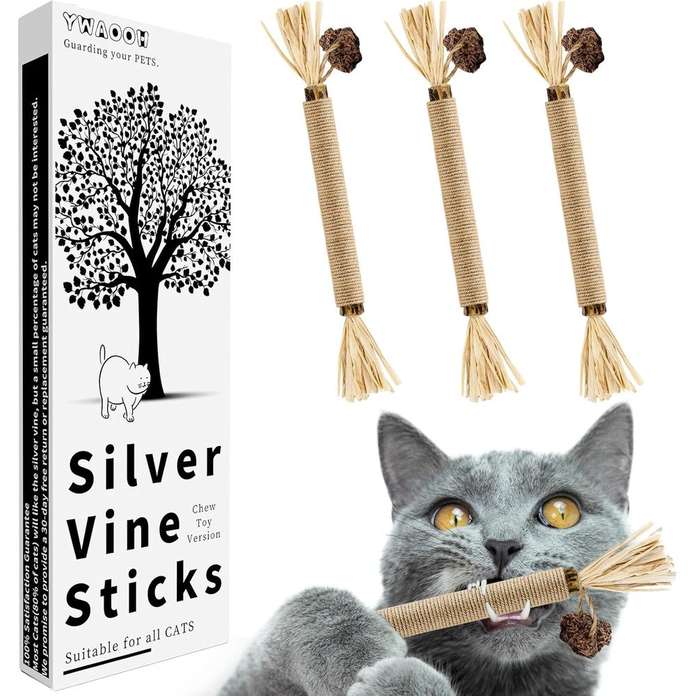Ywaooh 3 pack silvervine sticks cat chew toys front view