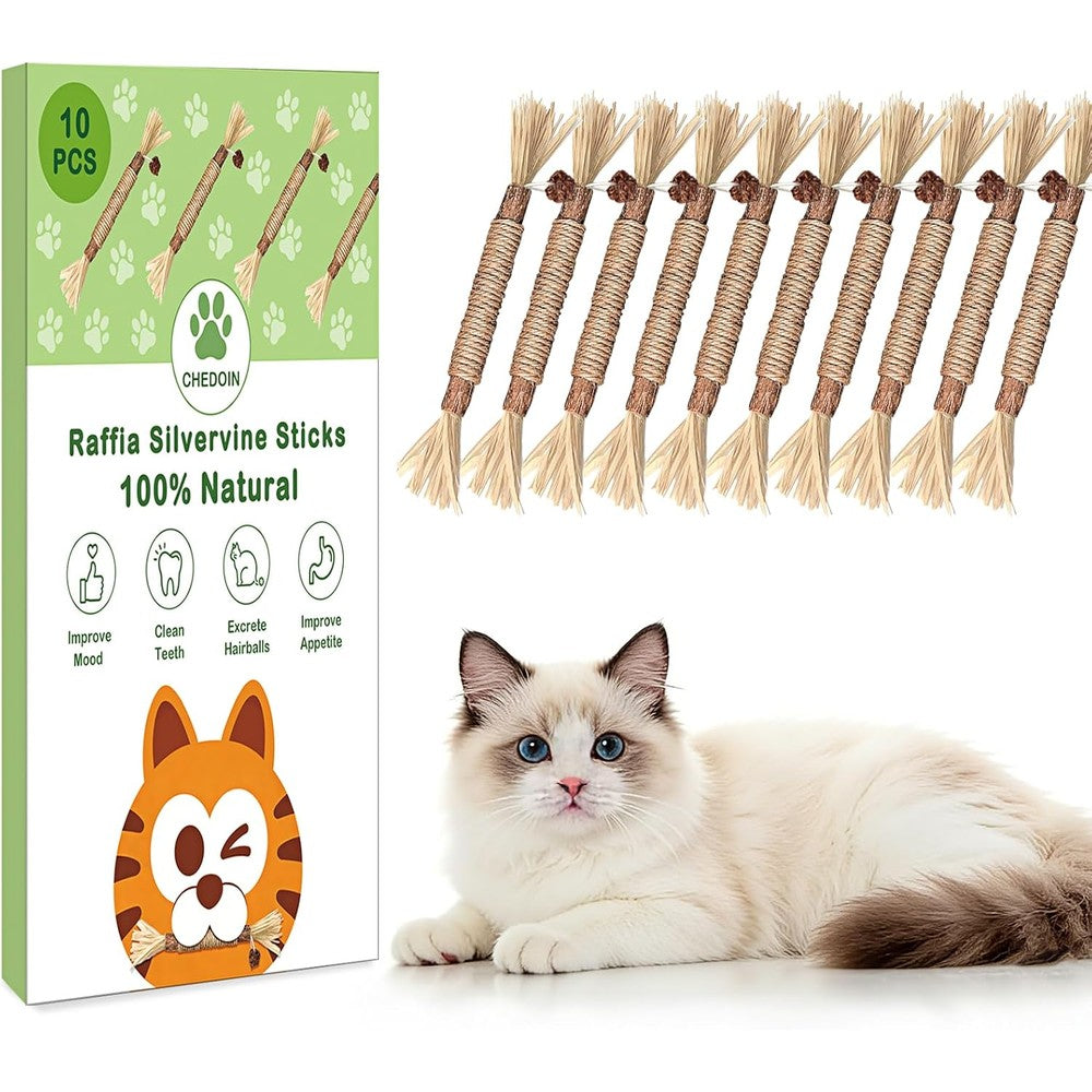 Grembeb 10 pack silvervine sticks for cats front view
