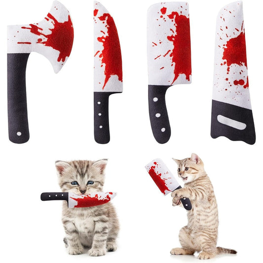 Potaroma 4-piece horror knife cat toy set front view