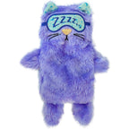 Catstages Purr Pillow front view showing violet plush cat toy with sleep mask design