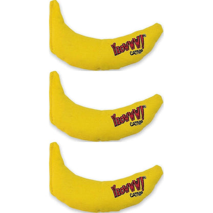 Yeowww DuckyWorld organic catnip yellow banana cat toy front view
