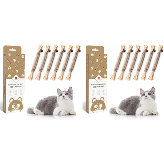 Potaroma 3 Pack Natural Silvervine Sticks front view for cat dental care