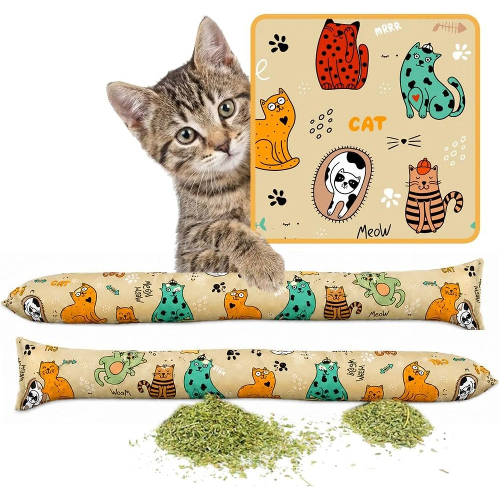 Kitty Kick Stix cat kicker toy front view with cats and friends pattern