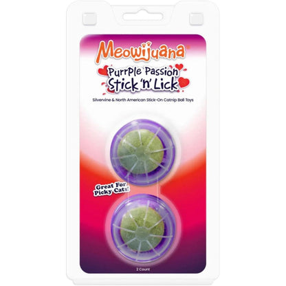 Meowijuana Stick And Lick Compressed Catnip Interactive Cat Toy Purrple Passion Blend With Silvervine And Valerian Root Two Pack