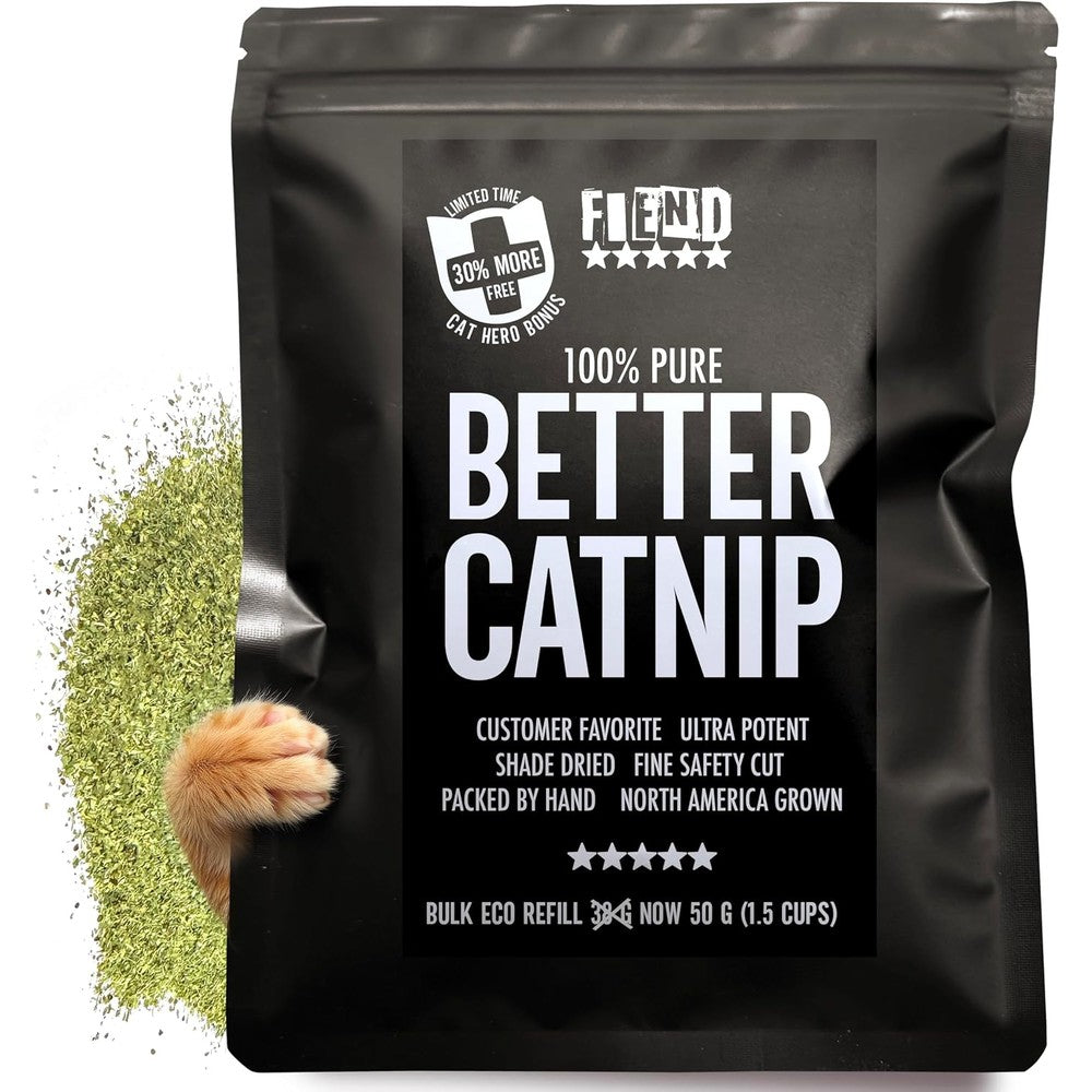Fiend Catnip Safety-Cut Pure Potent Fine Catnip For Cats And Kittens Bulk Refill Rescue Pack One Point Five Cup One Point Eight Ounce