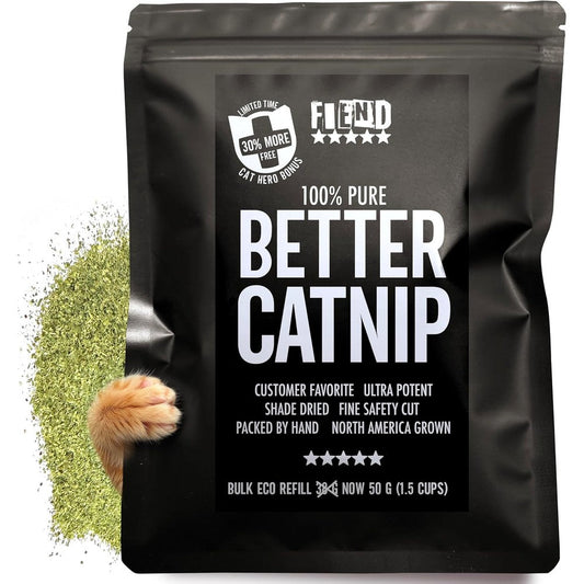 Fiend Catnip Safety-Cut Pure Potent Fine Catnip For Cats And Kittens Bulk Refill Rescue Pack One Point Five Cup One Point Eight Ounce