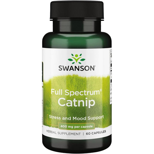 Swanson Full Spectrum Catnip 400 Milligrams Herbal Supplement For Natural Relaxation Stress Support And Calming Aid 60 Capsules