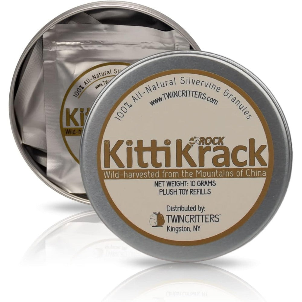 TwinCritters KittiKrack Rock Organic Silvervine Catnip Substitute All Natural Wild Harvested Granules Refill Packs For Cats And Kittens 10 Grams