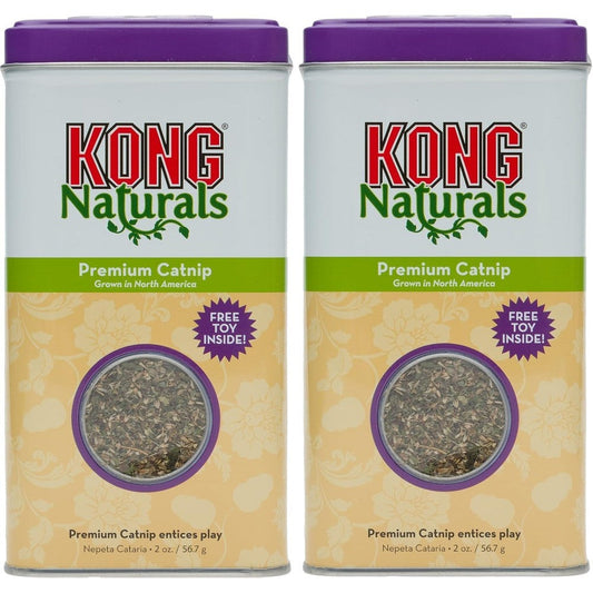 KONG Naturals Premium North American Grown Catnip Potent Leaf And Flower Cut Behavior Training Herb For Cats Two Ounce Tin