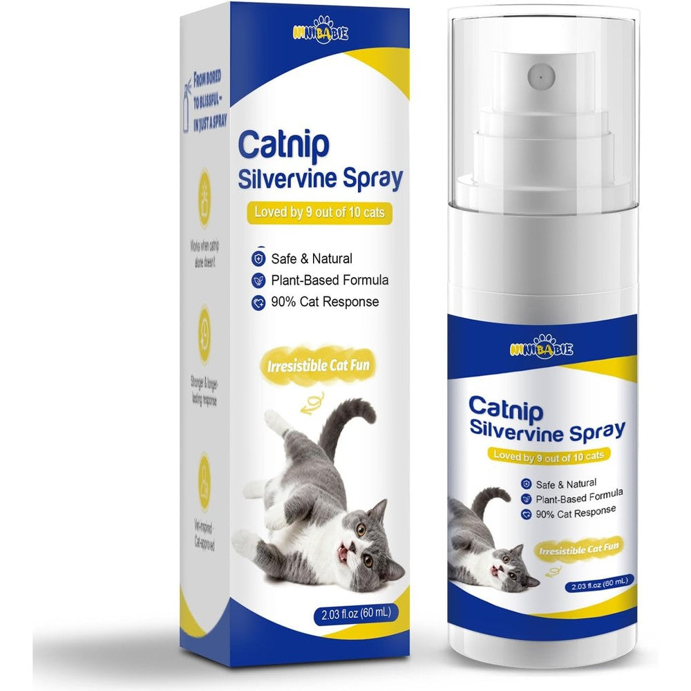 Ninibabie Upgraded Catnip Spray For Cats With Silvervine Natural Dual Plant Formula Play Stimulator And Training Aid 60 Milliliter