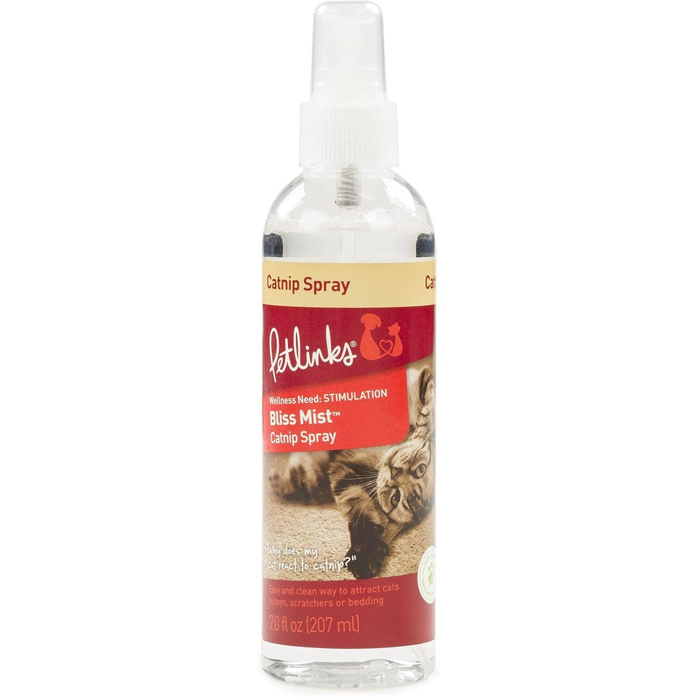 Petlinks Bliss Mist Catnip Infused Spray For Cats And Kittens Mess Free Stimulant And Attractant Safe For Pets 7.0 Fluid Ounces