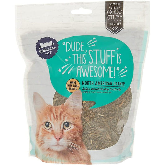 Whisker City Natural North American Catnip Premium Real Leaves Play And Activity Stimulator For Grown Cats Four Ounce Bag