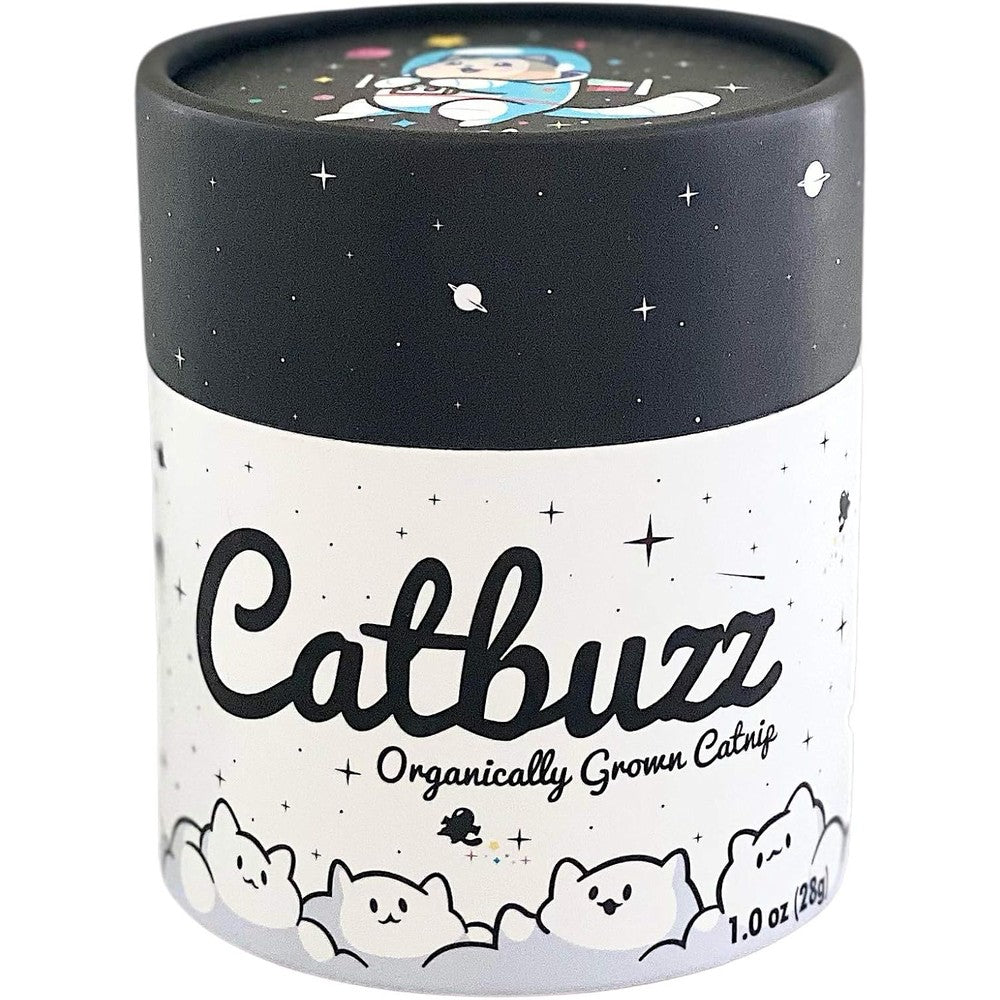 Pettobox Catbuzz premium organic catnip front view of product tube and pouch