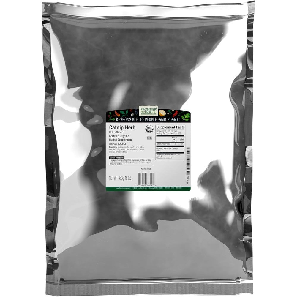 Frontier Co-op organic catnip herb front view bulk bag