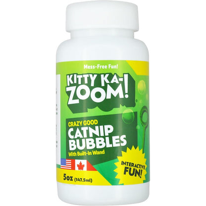 Kitty Ka-Zoom Catnip Bubbles With Built In Wand High Potency Steam Distilled Natural Plant Formula For Indoor Cats 5 Ounce