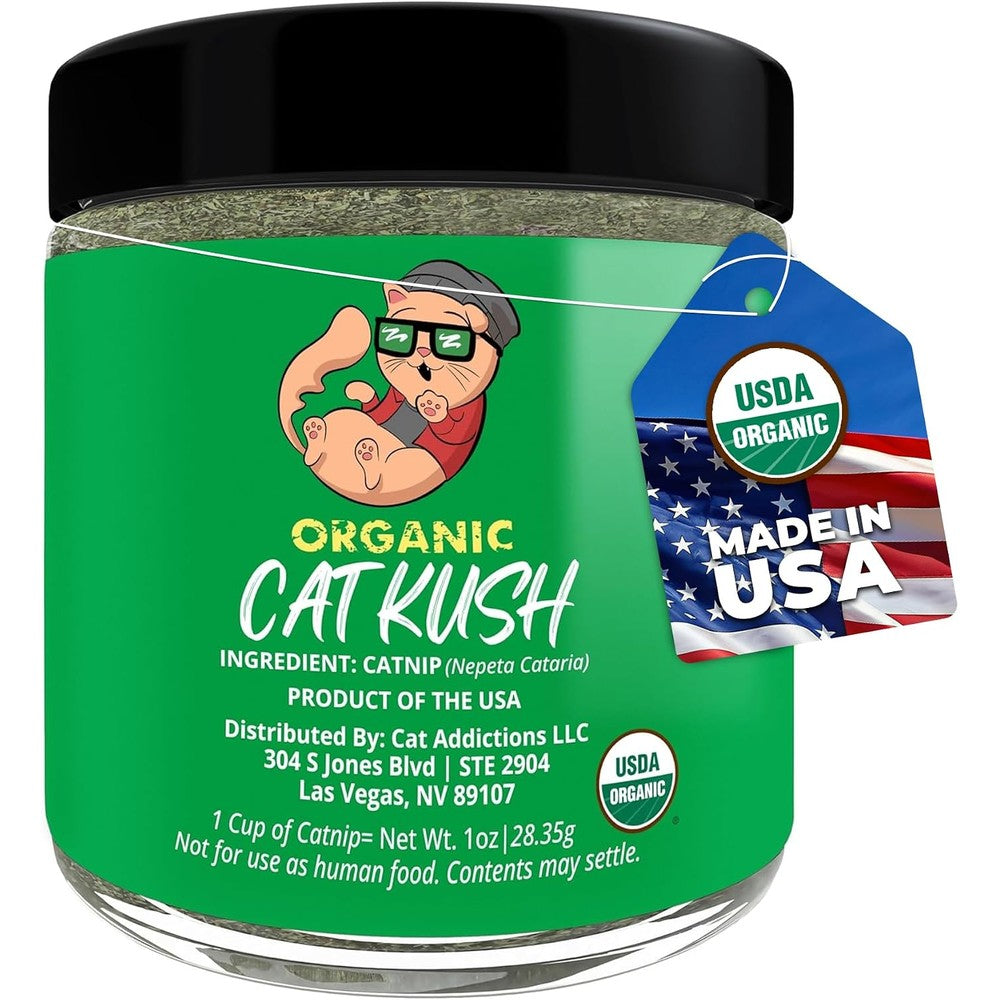 Cat Kush organic catnip front view jar packaging