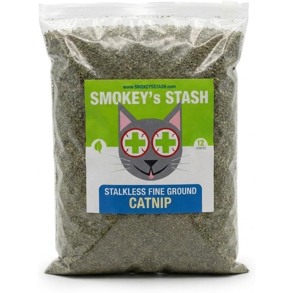 Smokey's Stash Catnip Stalkless Dried Ground Premium Bulk Strong Cat Attractant For Indoor Cats Twelve Ounce Bag
