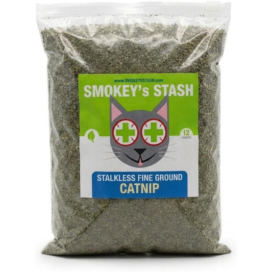 Smokey's Stash Catnip Stalkless Dried Ground Premium Bulk Strong Cat Attractant For Indoor Cats Twelve Ounce Bag