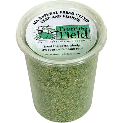 From The Field Organic Catnip Leaf And Flower Blend For Cats And Kittens Premium USA Grown Highly Aromatic Non Toxic Three Point Five Ounce Tub