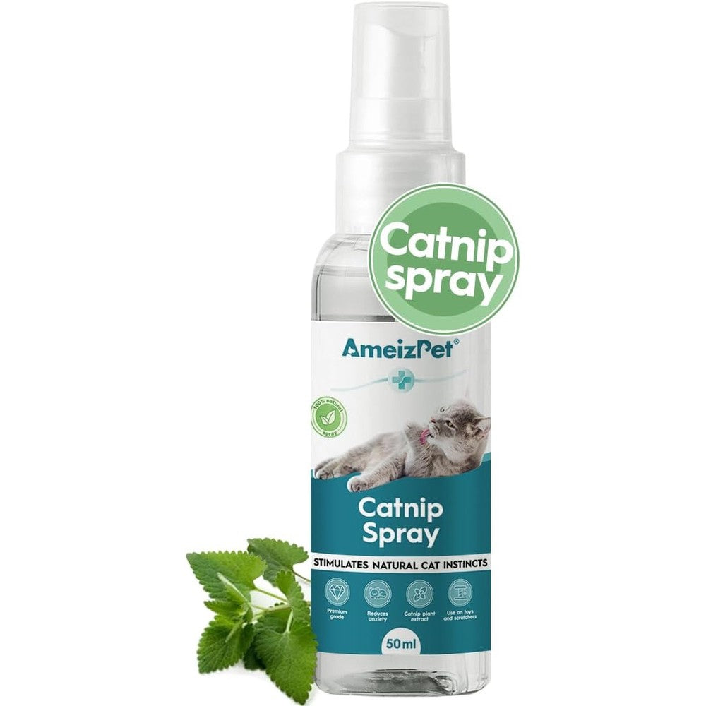 AmeizPet Catnip Spray For Cats And Kittens Transparent Behaviour And Scratching Training Mist Sourced From USA 50 Millilitre 1.69 Ounce